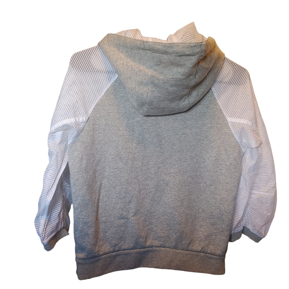 MONCLER - Authentic Luxury 3/4 Sleeve Grey White Mesh Zip Up Hoodie Small - Picture 6 of 11